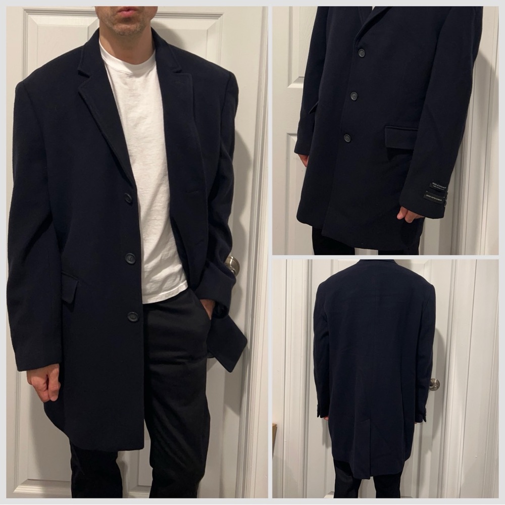 Saks Fifth Avenue Men’s Wool Cashmere Coat Navy Blue size 42